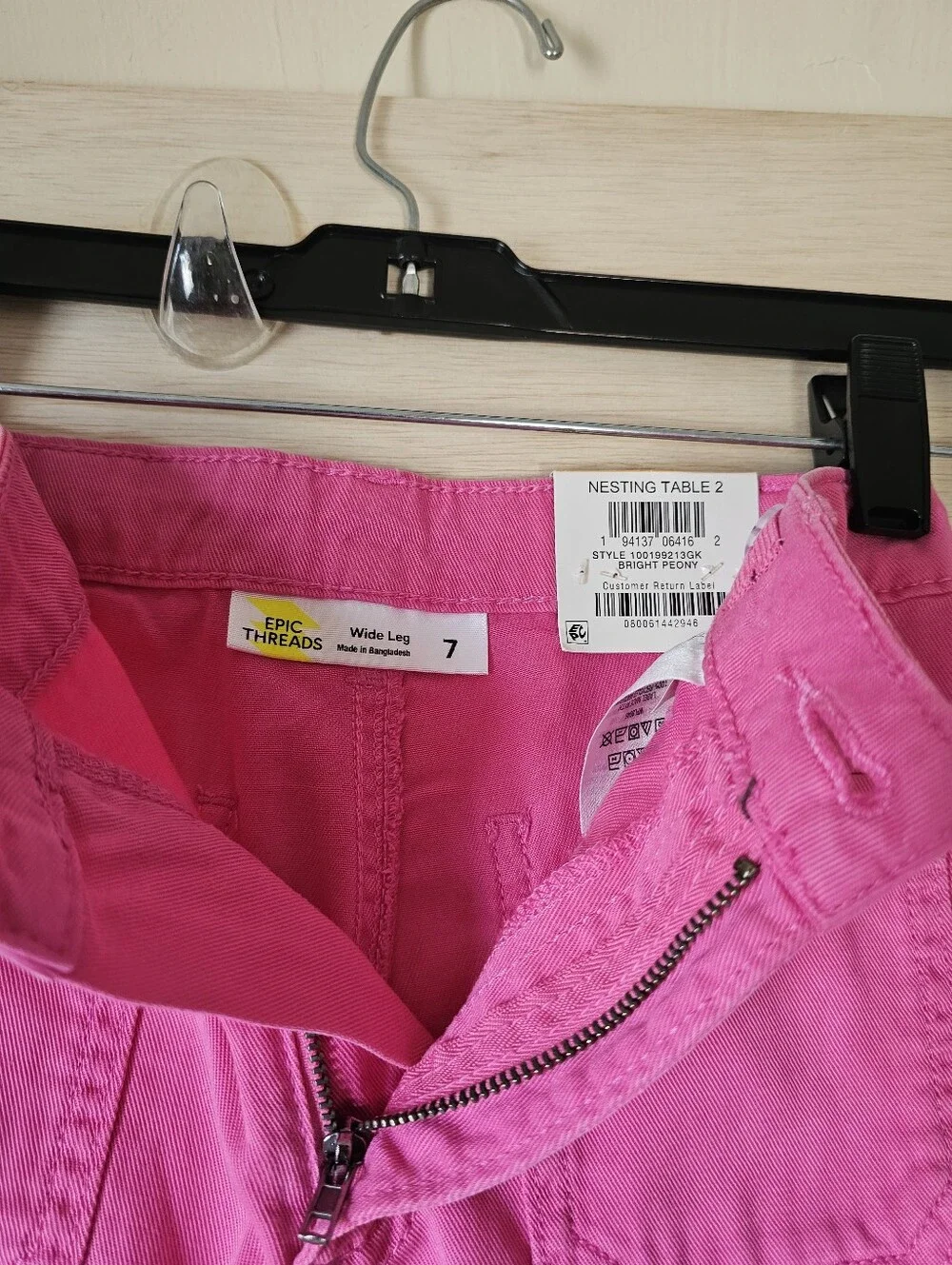 Epic Threads Girls Wide Leg Pants Size 7 Pink Bright Peony Adjustable Waist NWT